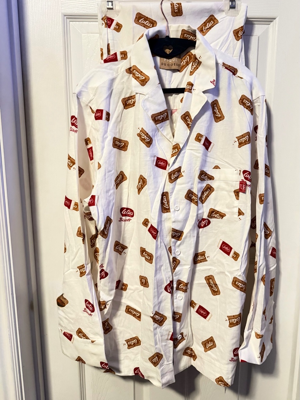 NWT Gelato Pique Homme x Lotus Biscoff Men's Pajama Set Lounge Top & Pants SZ L